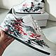 Кроссовки белые Nike Air Force унисекс, кастом, япония, ручная роспись. Кроссовки. Olgavolgoart. Роспись одежды и обуви. Кастом. Ярмарка Мастеров.  Фото №13