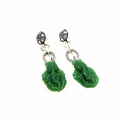 Украшения handmade. Livemaster - original item Fish earrings made of green natural jade. Handmade.