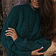 Jerseys: Sweater with large braids of emerald oversize color to order. Jumpers. Kardigan sviter - женский вязаный свитер кардиган оверсайз. Online shopping on My Livemaster.  Фото №2