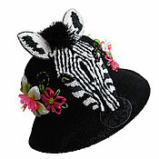 Аксессуары handmade. Livemaster - original item Hat Black Female Zebra Headdress. Handmade.