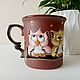 Ceramic mug handmade: Owls on branch, Children\'s tableware, Krasnodar,  Фото №1