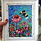 Bee and Daisy Flowers Oil Painting Buy Bee Paintings. Pictures. Vladyart. Online shopping on My Livemaster.  Фото №2