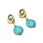 Украшения handmade. Livemaster - original item Earrings with turquoise gold, natural turquoise earrings, turquoise earrings. Handmade.