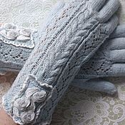 Аксессуары handmade. Livemaster - original item Gloves: Women`s Grey-blue gloves with embroidery. Handmade.