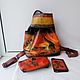 Custom-painted leather set for Katerina, Backpacks, Noginsk,  Фото №1
