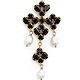 Подвеска крест с черными кубическими цирконами на жемчужном ожерелье. Подвеска. Crystal twig jewelry. Интернет-магазин Ярмарка Мастеров.  Фото №2