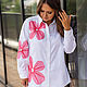 NATALINI Белая рубашка из х/б с аппликацией из фатина  розовый коралл, Рубашки, Новосибирск,  Фото №1