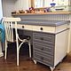 Children's Desk made from solid pine.Beneath the expansive table top there are three drawers and a hole for the temperature control, located at the battery. Left pedestal with three Exte  
