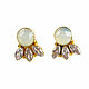 Earrings with chalcedony and zircons, large stud earrings as a gift, Earrings, Moscow,  Фото №1