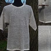 Мужская одежда handmade. Livemaster - original item 100% linen .T-shirt mesh with a deflated shoulder. Handmade.