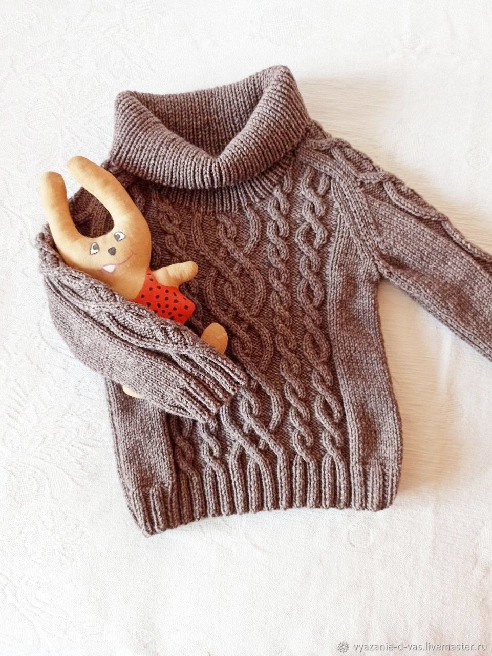  Knitted children's sweater with braids brown, Sweaters and jumpers, Voronezh,  Фото №1