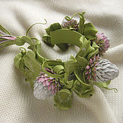 Украшения handmade. Livemaster - original item Leather flowers. Decoration women leather bracelet DELICATE CLOVER. Handmade.