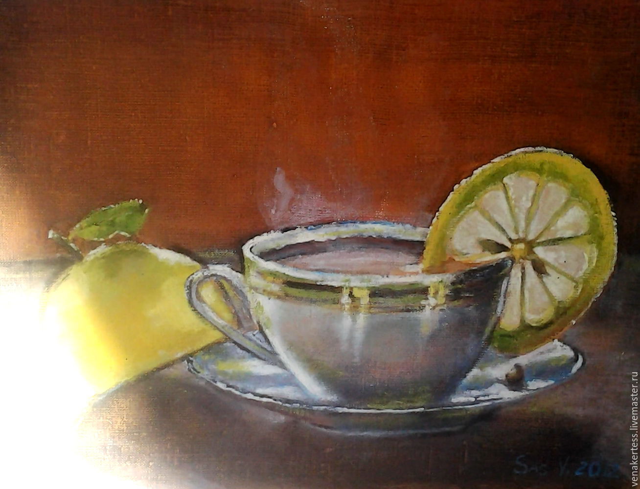 Натюрморт с чашкой чая живопись
