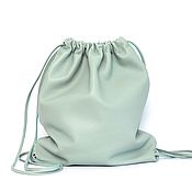 Сумки и аксессуары handmade. Livemaster - original item Mint Backpack Bag leather medium with Mint pocket. Handmade.