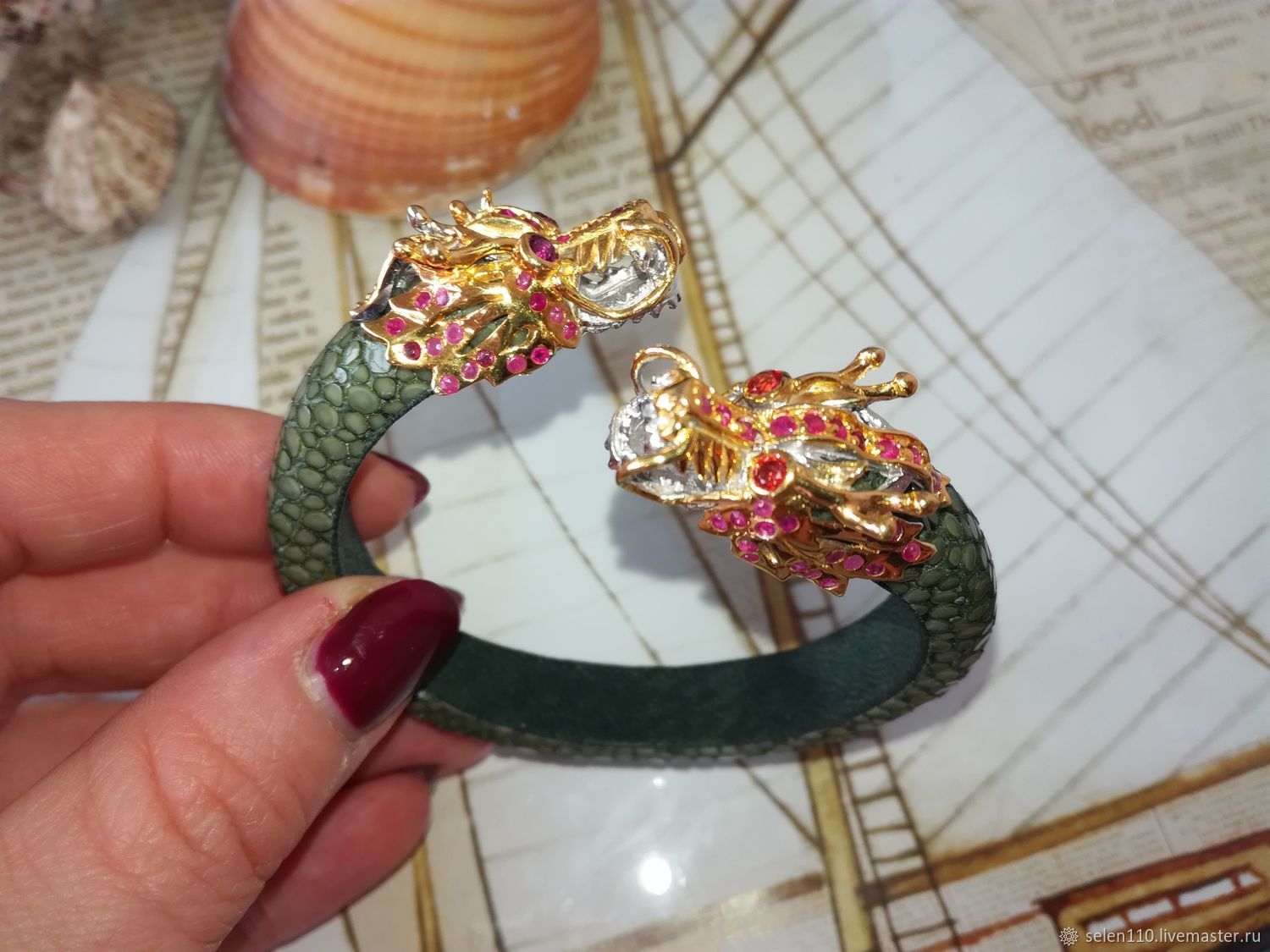 Bracelet 'Mother of Dragons' stingray leather, silver, Bead bracelet, Voronezh,  Фото №1