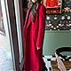 Красное пальто длинное женское из 80% шерсти с хлопком, Пальто, Энгельс,  Фото №1