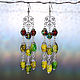 Long large earrings with designer glass beads, Earrings, Moscow,  Фото №1