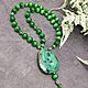 Green cat's eye Author's necklace pendant made of agate, Beads2, Moscow,  Фото №1