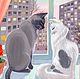 постер "Кошки на окошке". Картины. Татьяна  Naloo (Картины). Интернет-магазин Ярмарка Мастеров.  Фото №2