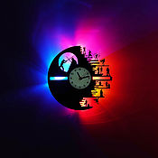 Для дома и интерьера handmade. Livemaster - original item Wall clock with backlight from vinyl records Star Wars. Handmade.