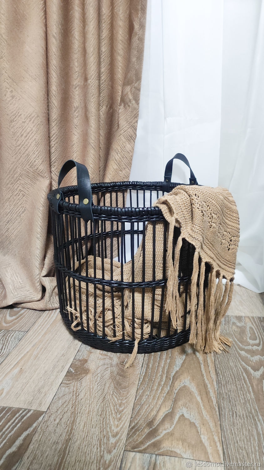 Плетеная чёрная корзина для хранения в интернет-магазине Ярмарка ...