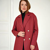 Одежда handmade. Livemaster - original item Oversize wool coat Bordeaux wool demi-season burgundy short. Handmade.