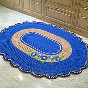Для дома и интерьера handmade. Livemaster - original item Oval carpet knitted large cord with applique of flowers. Handmade.