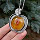 Order Pendant silver'Apple'. Silver pendant with amber. uvelinna. Livemaster. . Pendant Фото №3