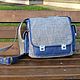 Messenger bag made of genuine leather and textile BREEZE blue, Messenger Bag, Izhevsk,  Фото №1