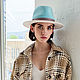 Two-tone Fedora hat. Color menthol/melted milk, Hats1, Moscow,  Фото №1
