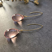 Украшения handmade. Livemaster - original item Earrings with pink drops in gold. Handmade.