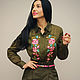 Blouse with hand embroidery 'Khaki' stylish cambric blouse, Blouses, Vinnitsa,  Фото №1