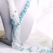 Жемчужное колье с лазуритом «Синие лебеди»