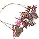 Herbarium, berry Burgundy, Necklace, leather, natural stones. Necklace. ms. Decorator. My Livemaster. Фото №4