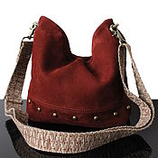 Сумки и аксессуары handmade. Livemaster - original item Genuine suede bag with decorative strap. Handmade.
