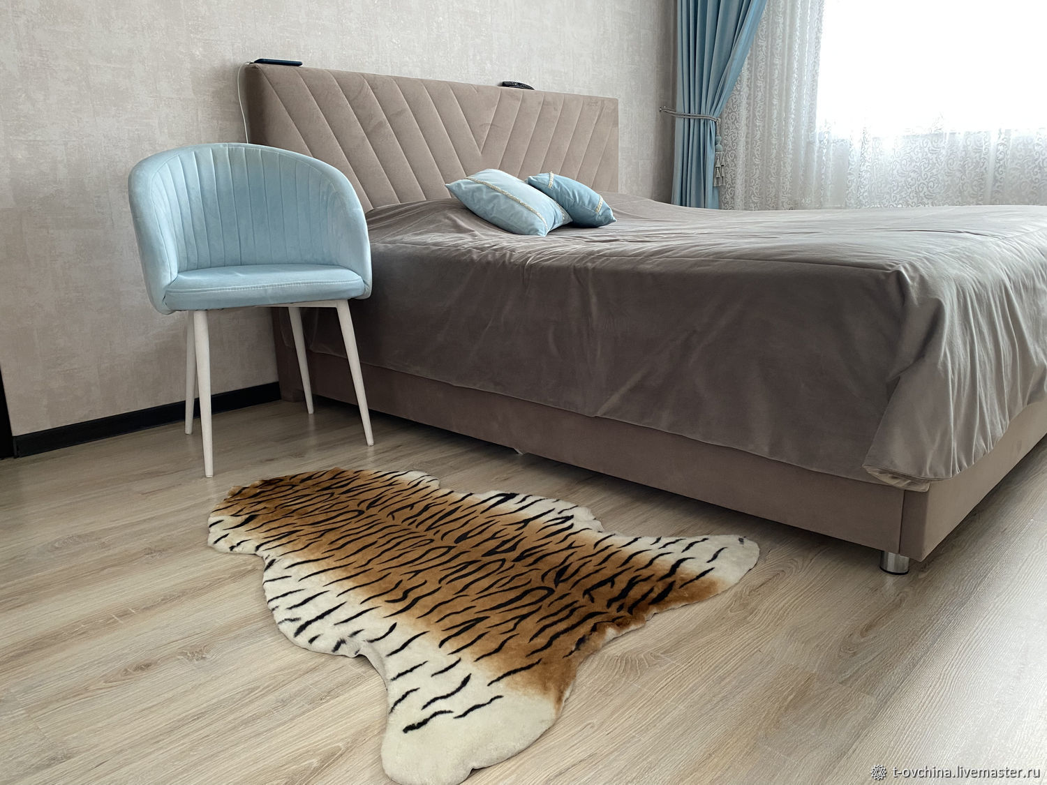 Ковер из овчины натуральной окрас тигровый, 120×75 см купить в интернет ...