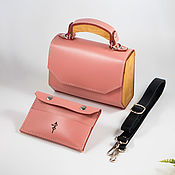 Сумки и аксессуары handmade. Livemaster - original item Amely-Pink leather women`s handbag, bag with wood. Handmade.