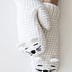 Вязаные варежки Белые Кошечки. Варежки. Woolcraft. Интернет-магазин Ярмарка Мастеров.  Фото №2