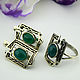 Ring and earrings made of 925 sterling silver with chrysoprase HH0021, Jewelry Sets, Yerevan,  Фото №1