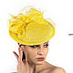 Желтая ассиметричная шляпка с бантом «Леди» из Синамей с вуалью, Шляпы, Санкт-Петербург,  Фото №1