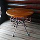 Round wrought iron table with wooden top, Tables, Rybinsk,  Фото №1