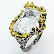 Украшения handmade. Livemaster - original item Silver ring with aquamarine and sapphire. Handmade.