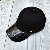 Аксессуары handmade. Livemaster - original item Baseball cap made of genuine crocodile leather and cashmere.. Handmade.