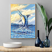 Картины и панно handmade. Livemaster - original item Oil painting of fish. Seascape abstraction to order. Handmade.
