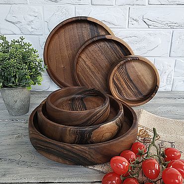 Посуда ручной работы. Ярмарка Мастеров - ручная работа Набор деревянных салатников посуды для сервировки стола. Handmade.