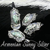 Украшения handmade. Livemaster - original item Medea jewelry set with agates and lizard made of silver AN0005. Handmade.
