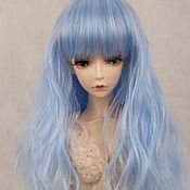 Материалы для творчества handmade. Livemaster - original item Doll wig, medium length, straight, blue. Handmade.