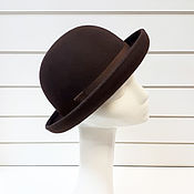 Аксессуары handmade. Livemaster - original item Bowler hat with round brim. Color dark chocolate. Handmade.