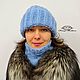 Sombrero y snud ' color del cielo'. Headwear Sets. Ksenya Pashkova Knitted clothes k_p. Интернет-магазин Ярмарка Мастеров.  Фото №2