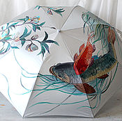 Аксессуары handmade. Livemaster - original item Hand painted umbrella folding Big Fish and Blooming Tree. Handmade.